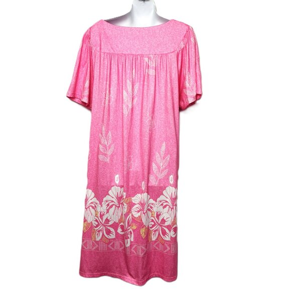 Hawaiian Style Pink Floral MuMu Dress Robe UDFORSK XL EUC - Picture 5 of 10